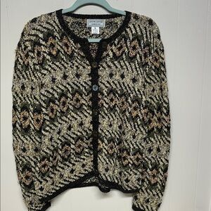 South Cotton Womens Hand Knit Heavy Knit Cardigan Size M Multicolor Sweater Y2K